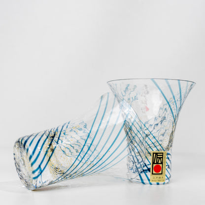 Top angle of handmade ochoko in crystal glass