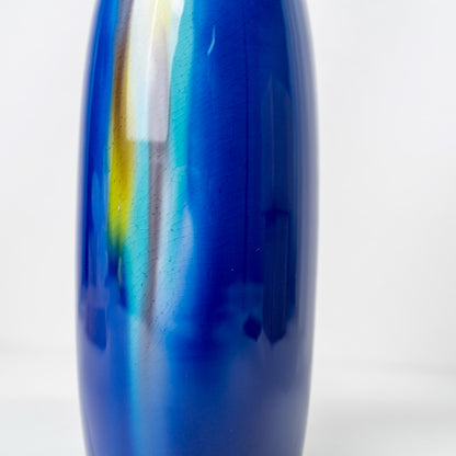 Close-up of neck and rim on blue yusai porcelain vase