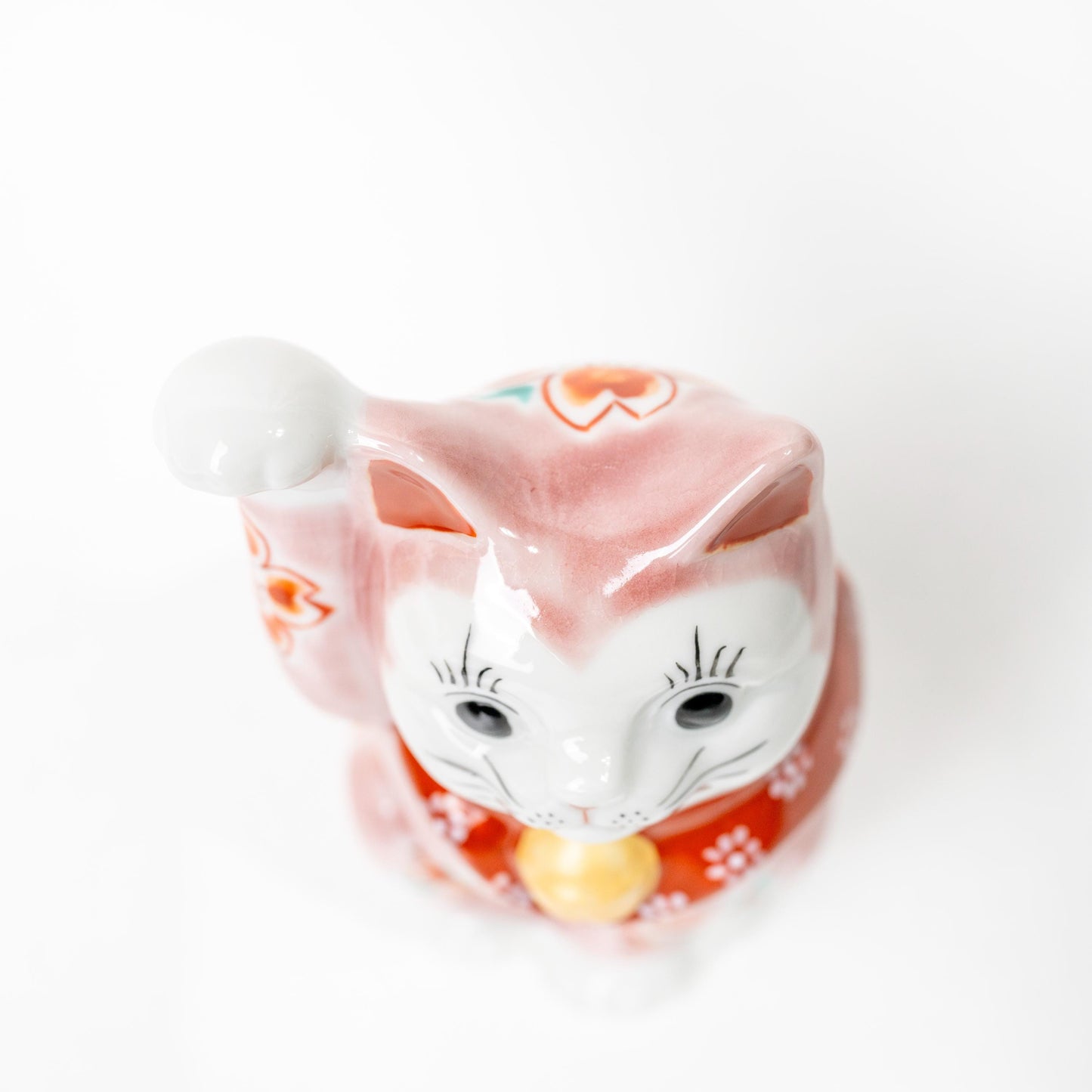 Front angle of pink Kutani Maneki Neko