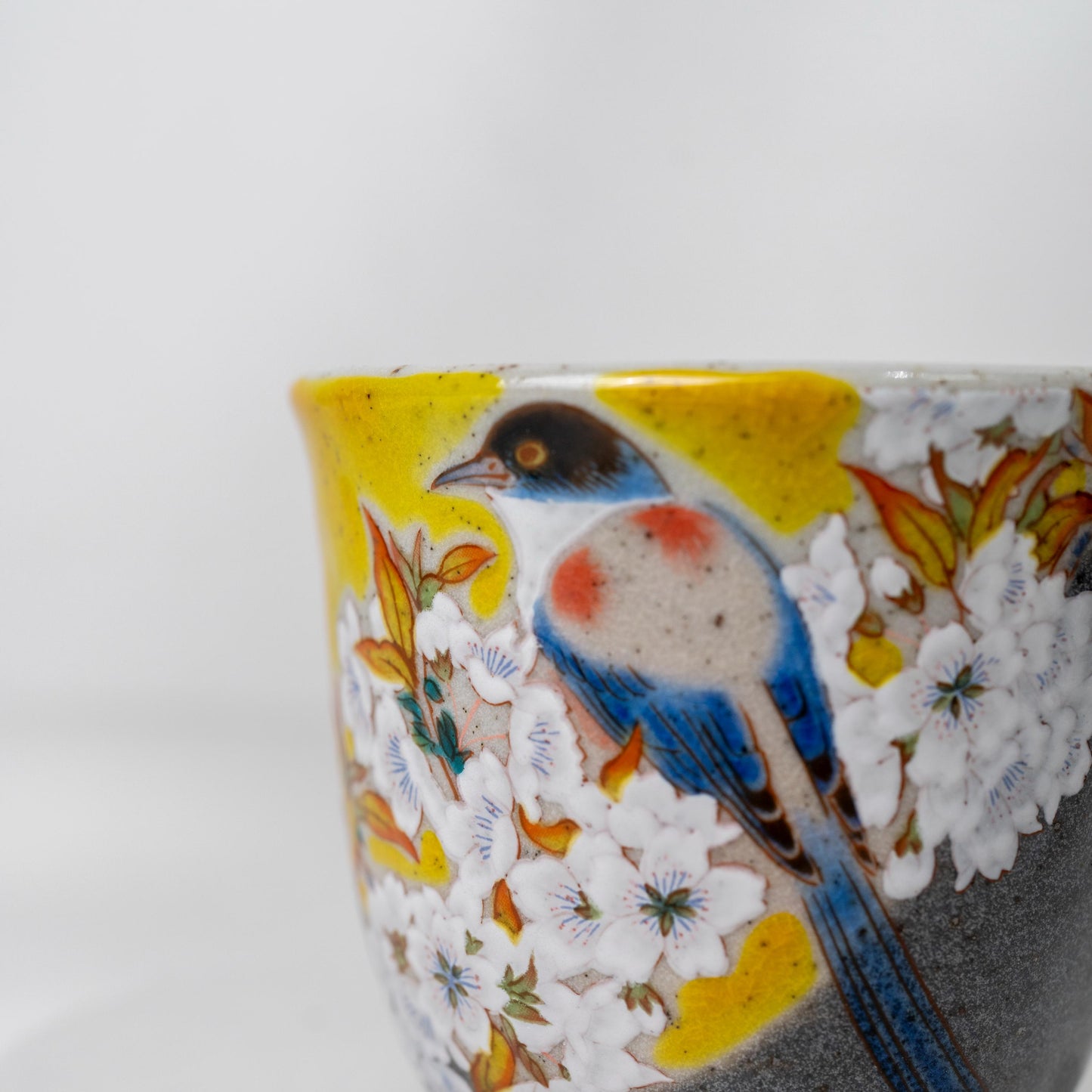 Top-down view of Kutani mug showing opening and painted rim