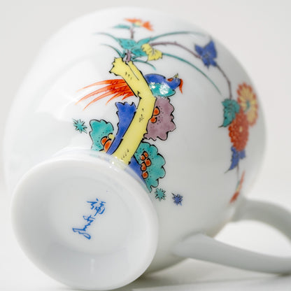 Top view of Arita porcelain cup and saucer showing painted detail