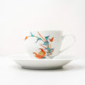 Arita Quail & Autumn Grass Coffee Cup & Saucer Set | Hand-Painted Porcelain, 190 ml