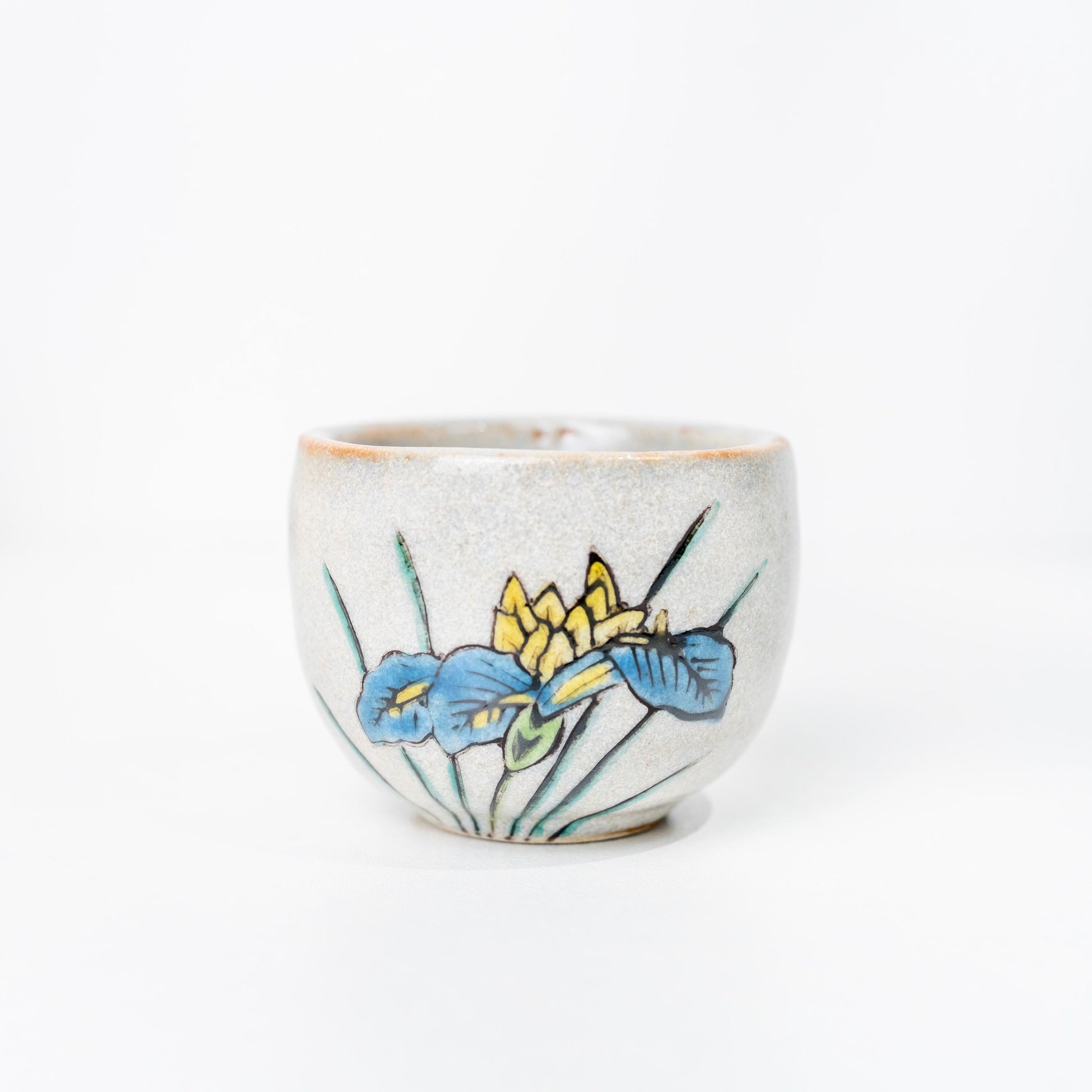 Single white floral sake cup from Kutani set