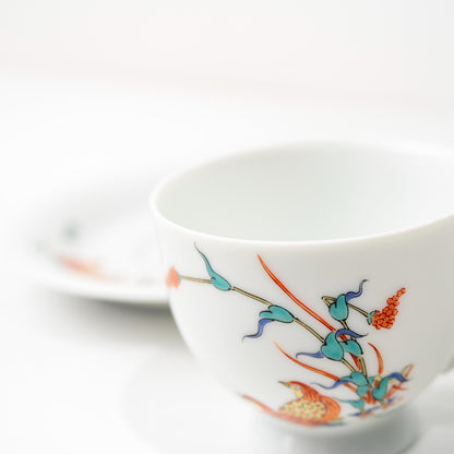 Top view of Arita coffee cup and saucer set in porcelain
