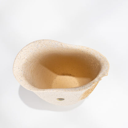 Close-up of white stoneware texture on Shigaraki vase