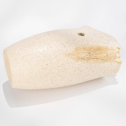 Back view of handmade Shigaraki white ceramic vase