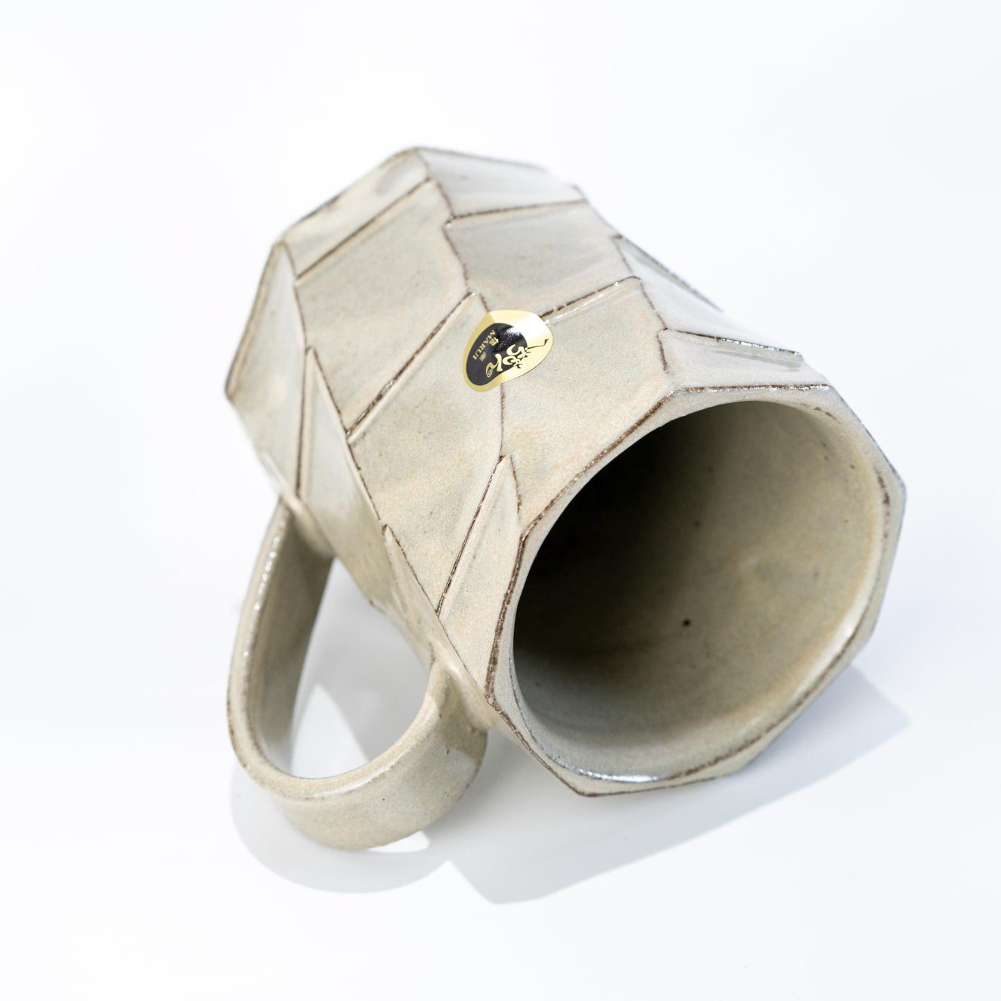 Top view of Shigaraki coffee mug showing dark interior glaze