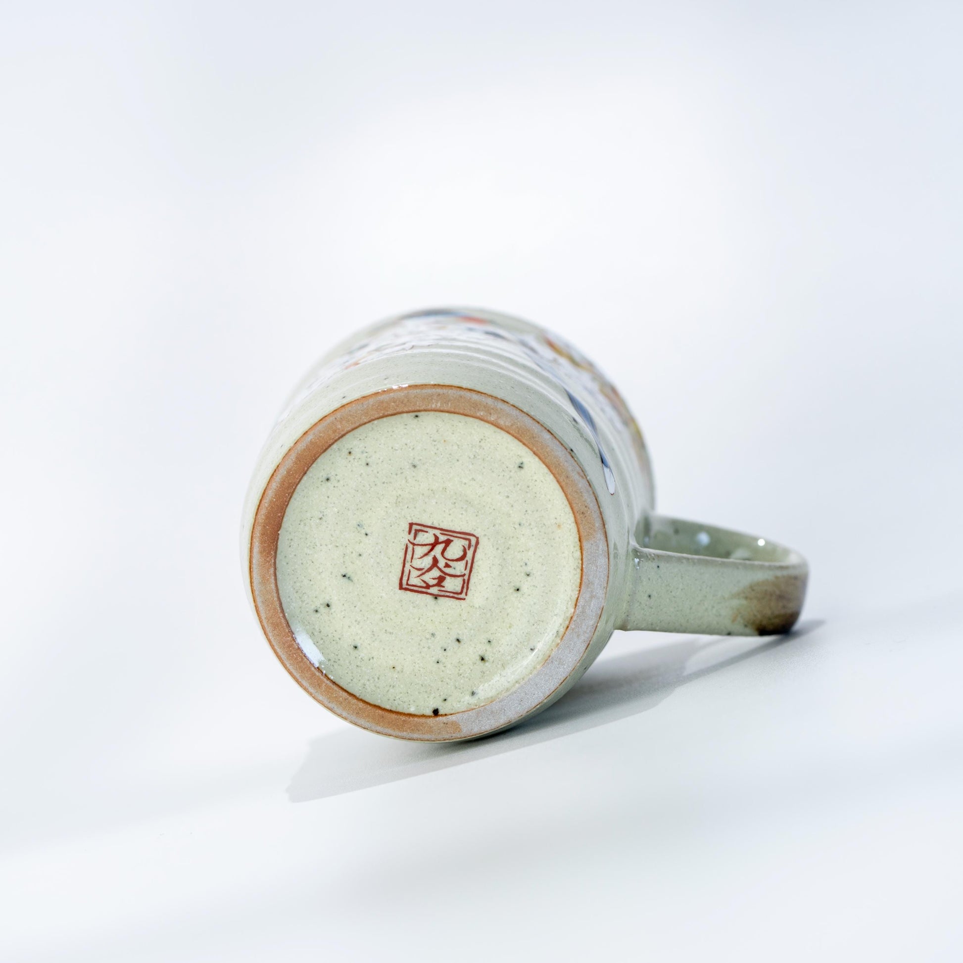 Base view of Kutani ceramic mug showing the underside and foot ring