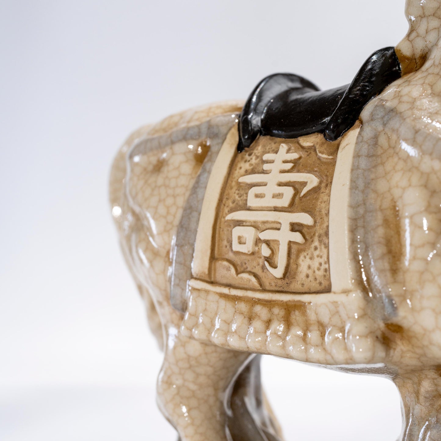 Close-up of the decorative detail on the side of the horse statue