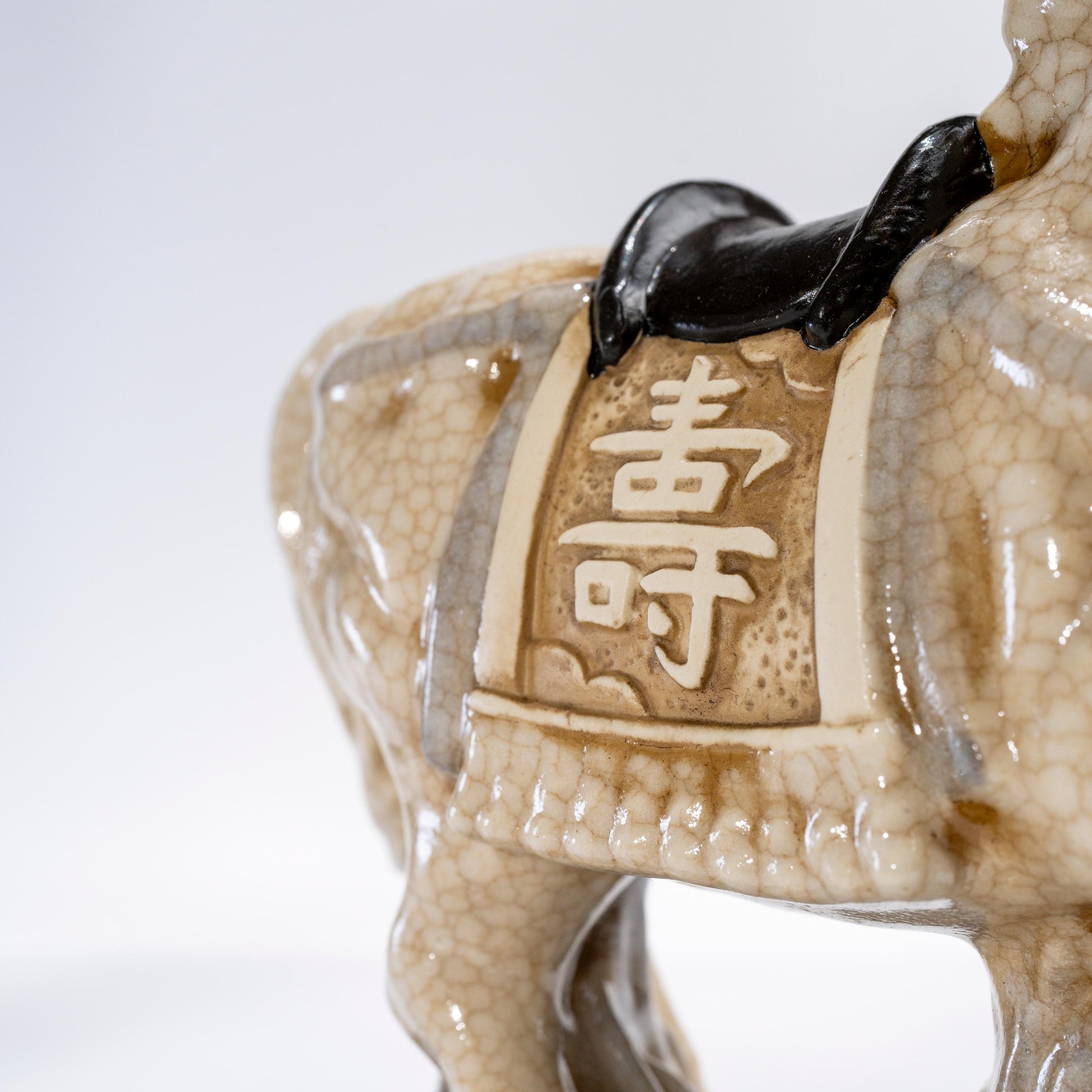 Close-up of the decorative detail on the side of the horse statue