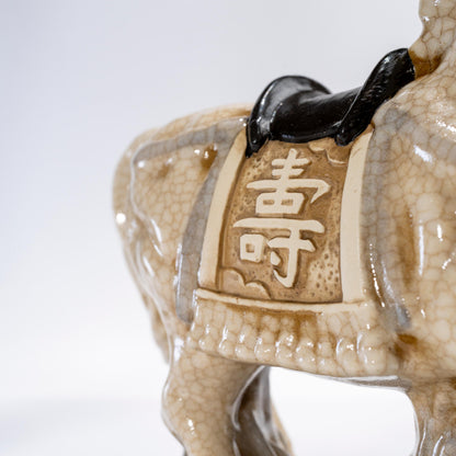 Close-up of the decorative detail on the side of the horse statue