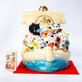 Seven Lucky Cats Treasure Ship Figurine | Seto Ware Takarabune, 16.5 cm