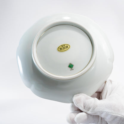 Underside of Arita porcelain saucer showing base and foot ring