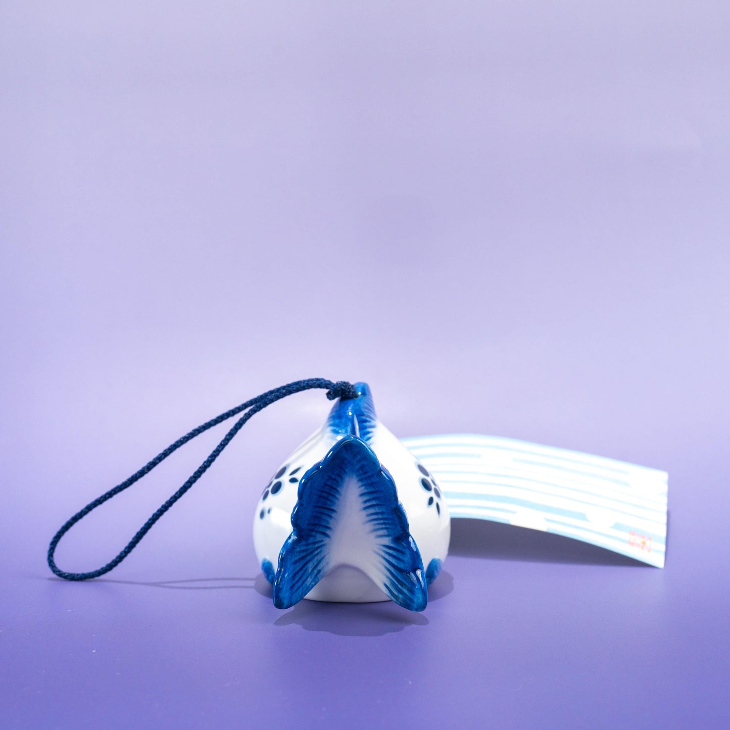 Front view of ceramic goldfish wind chime