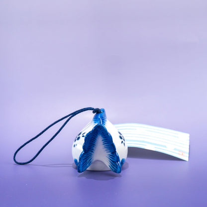 Front view of ceramic goldfish wind chime