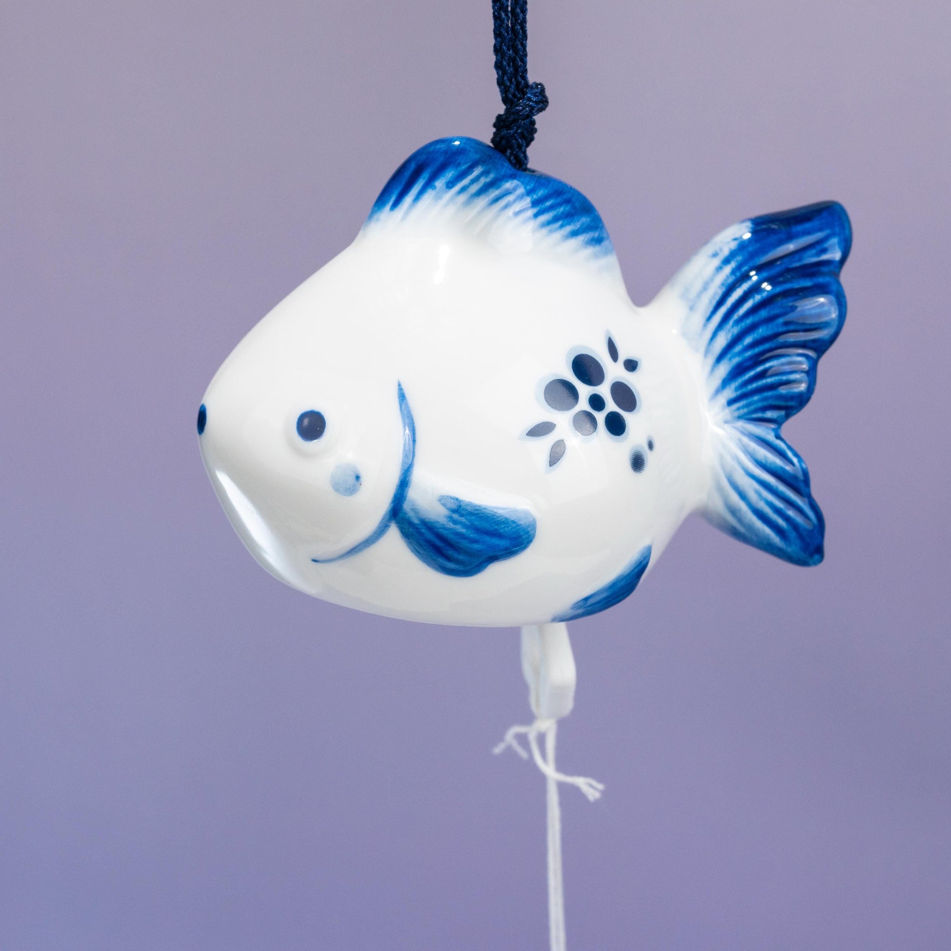Full display view of goldfish wind chime for summer decor