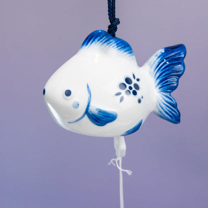 Full display view of goldfish wind chime for summer decor