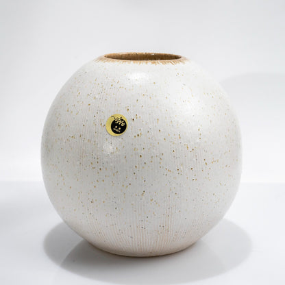 Shigaraki Ware Turquoise Ikebana Vase, Handmade Japanese Stoneware Round Flower Vase, Turquoise Glaze Decorative Vase, Made i