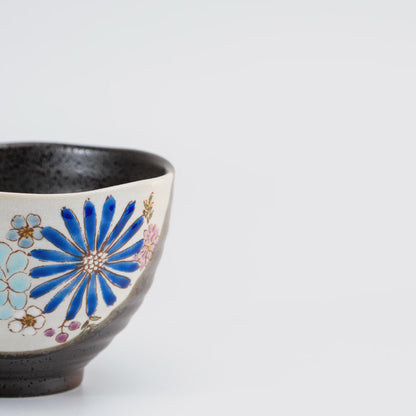 Iroe Yū Hana Kutani rice bowl, blue colourway