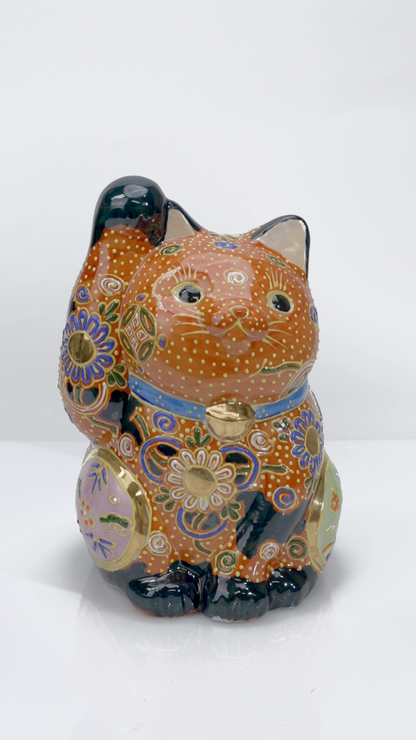 Kutani Cha-Mori Lucky Cat, 21 cm