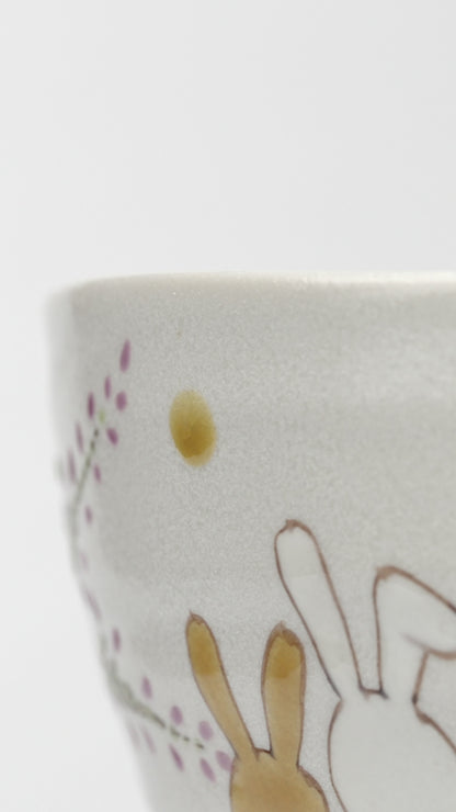 Kutani Hidamari-Hasenschale von Iroe Yū, 12 cm