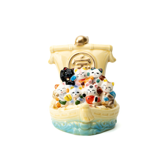 Seto Seven Lucky Cats Treasure Ship, 16.5 cm