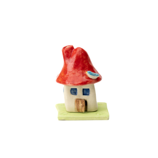 Ceramic Mushroom House Incense Burner
