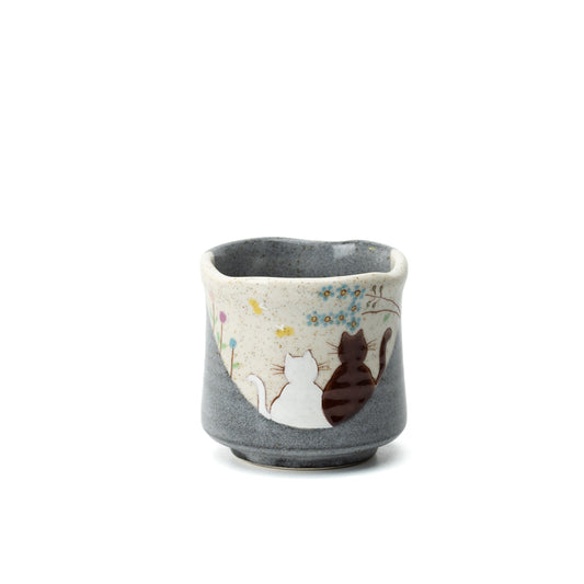 Kutani Cat Yunomi | Iroe Yū Hidamari, Two Cats, 8.4 cm