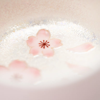 Cherry blossom painted inside the pink porcelain box.