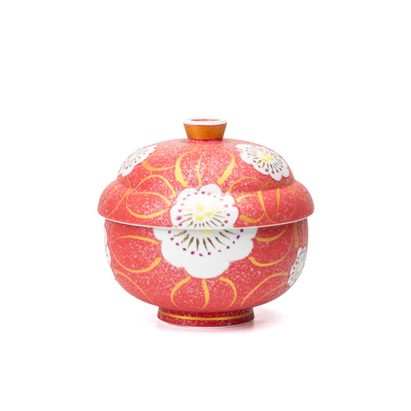 Arita Red Floral Lidded Bowl, 330 ml