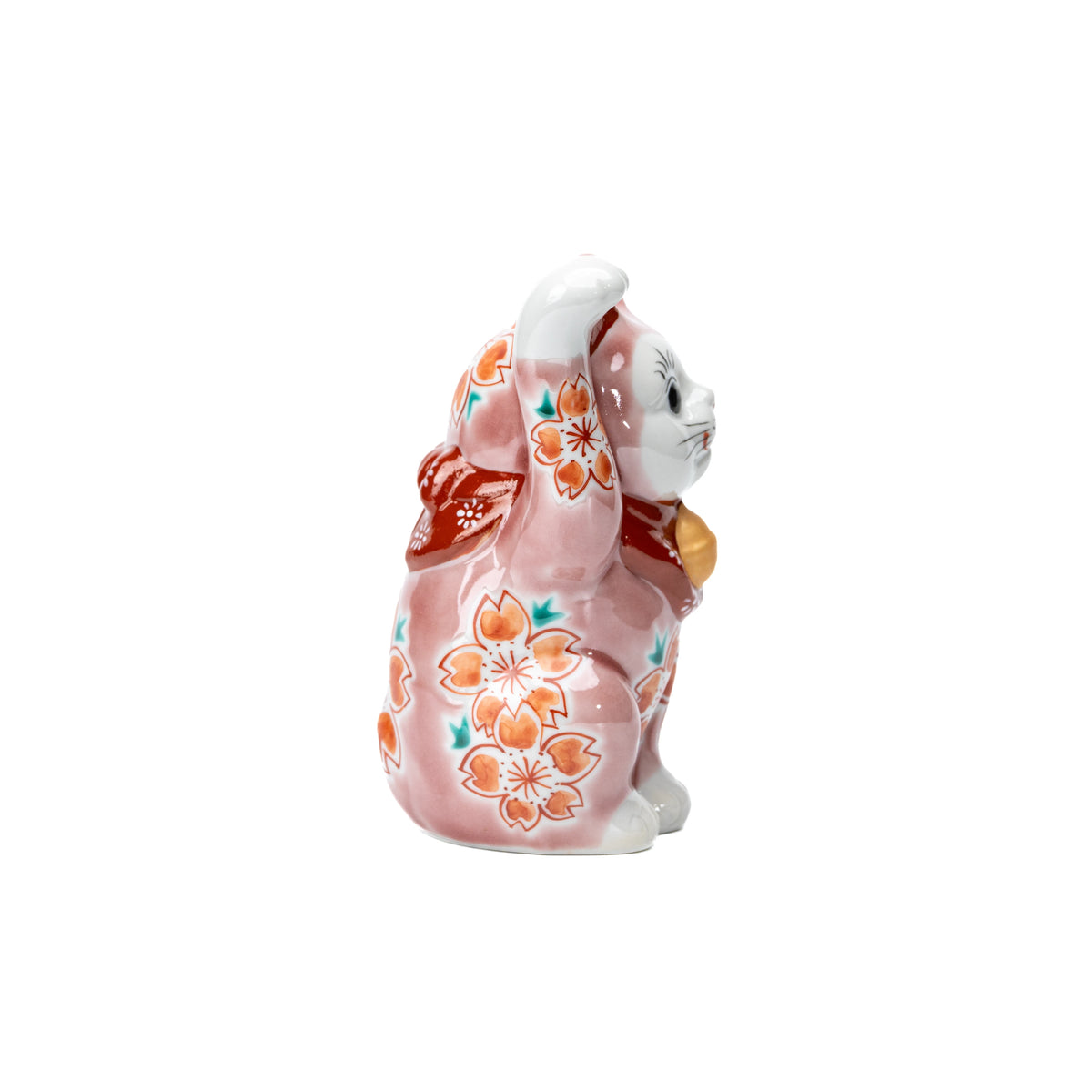 Opposite side of the pink cherry blossom lucky cat.