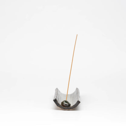 Opposite end view of the mosaic incense holder and raised insert.