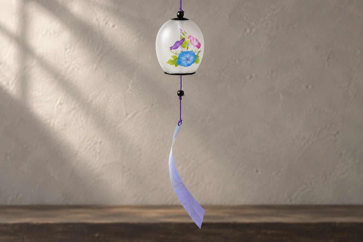 wind chimes — selected objects on a wooden studio table.